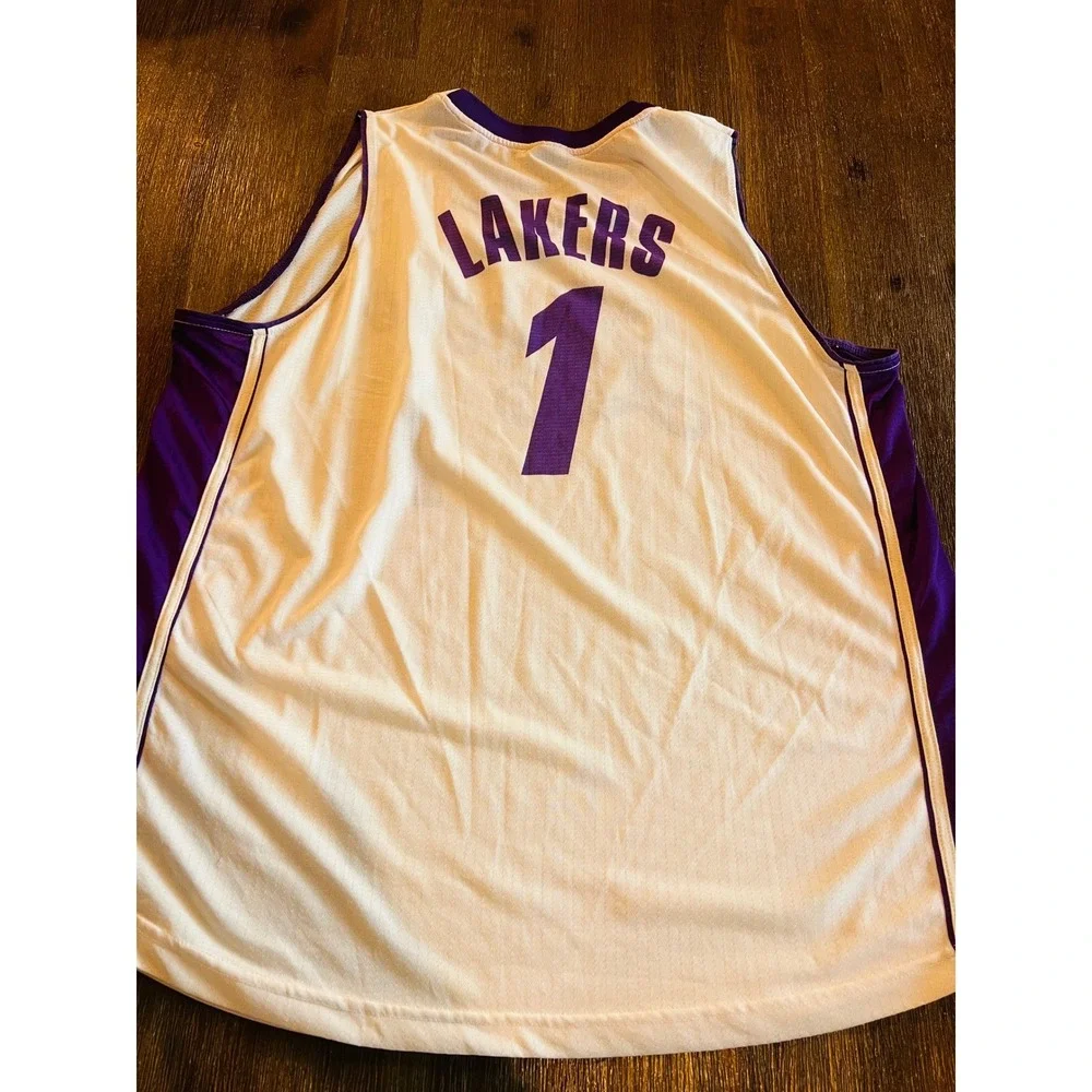 Los Angeles Lakers Jersey Links Marketing Group White Purple Mesh Mens XL No 1